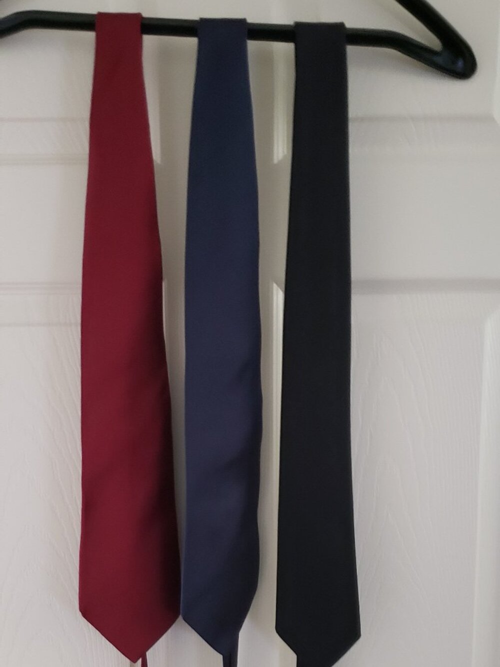 3 solid color ties - sold together - red, navy and black